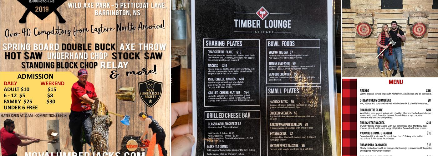 Timber Lounge Axe Throwing Menu