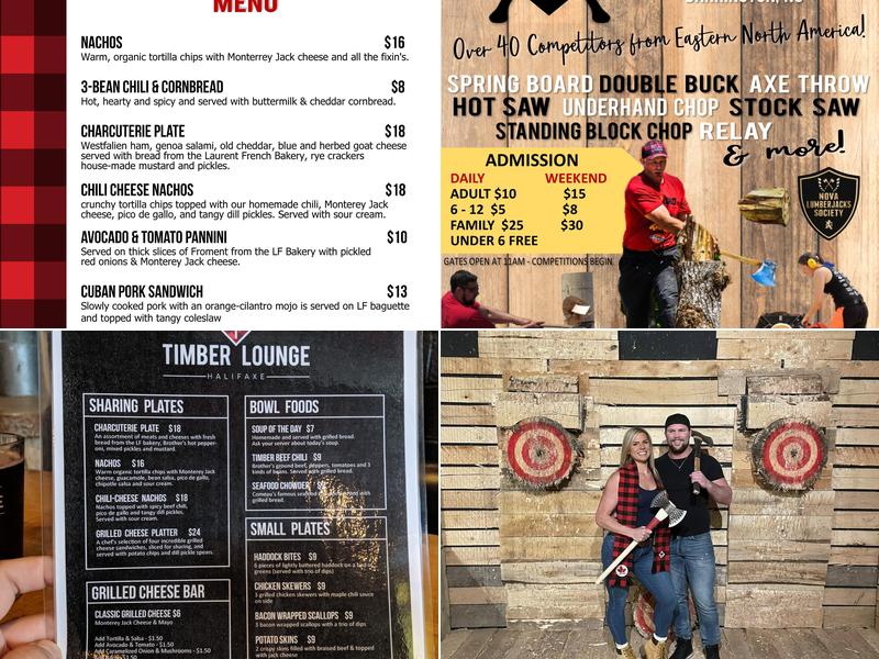 Timber Lounge Axe Throwing Menu