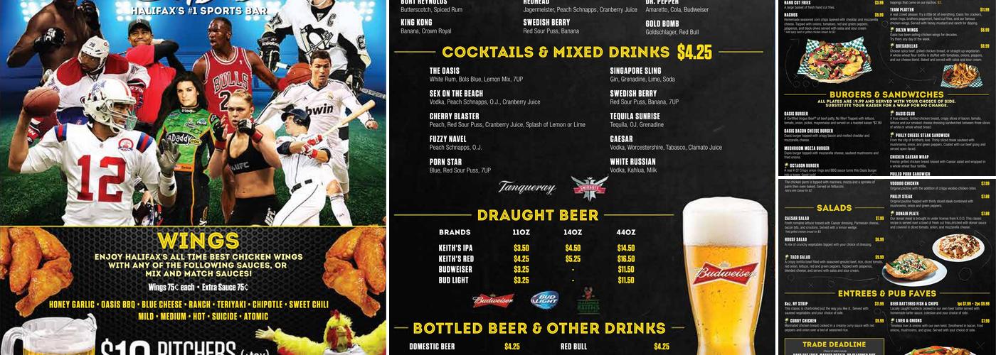 Oasis Pub Menu