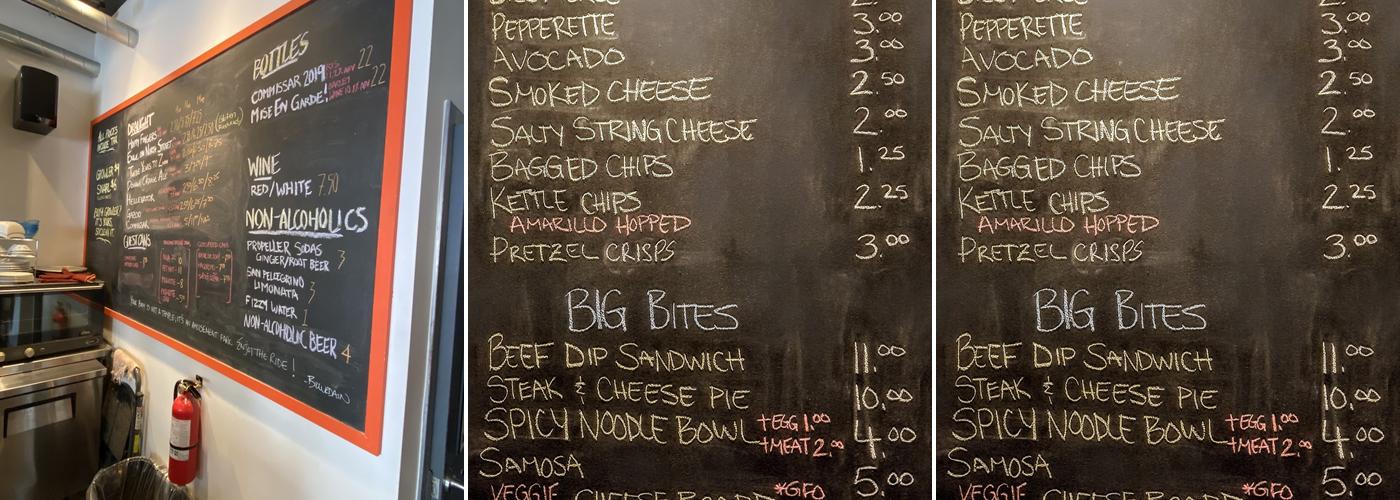 Charm School Pub Menu