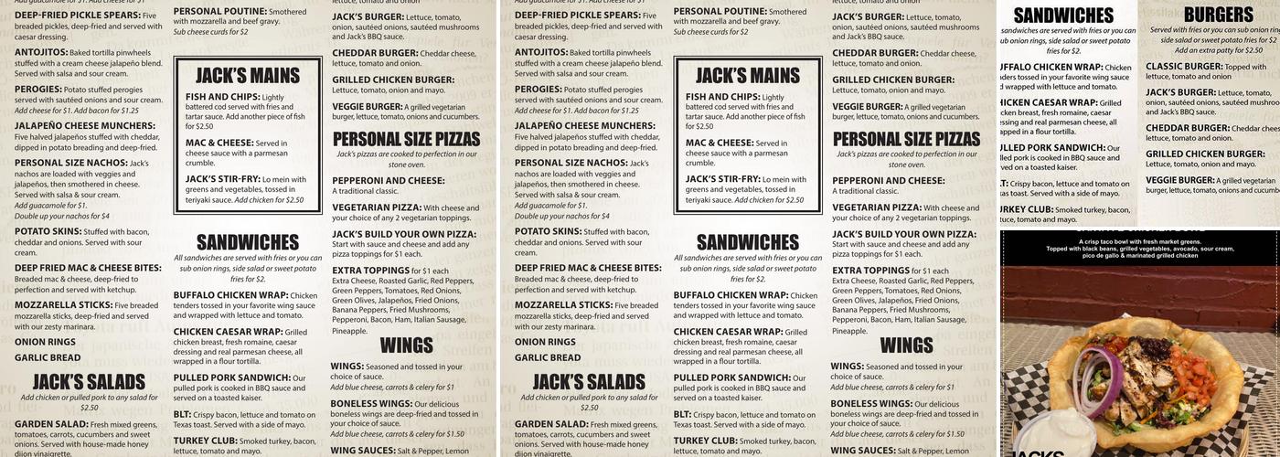 Jack's Menu