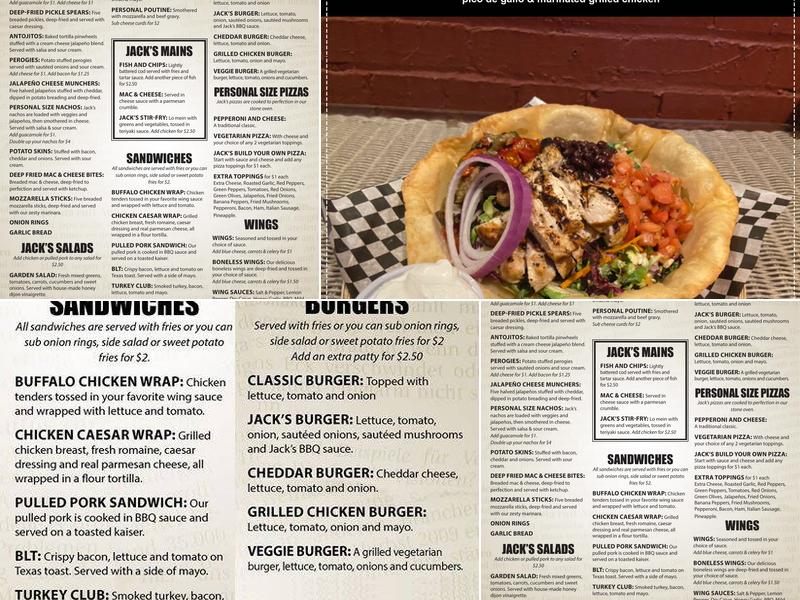 Jack's Menu