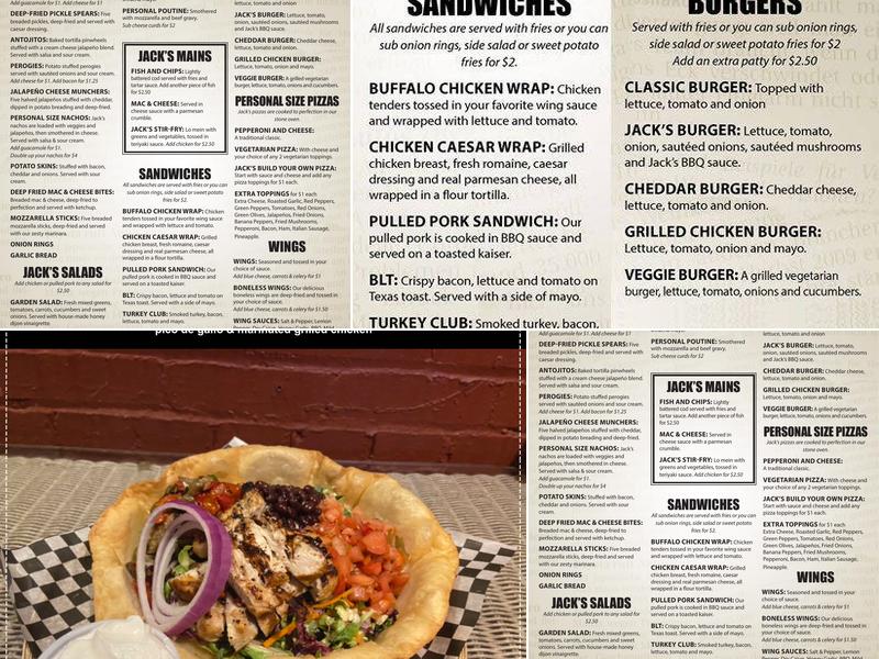 Jack's Menu