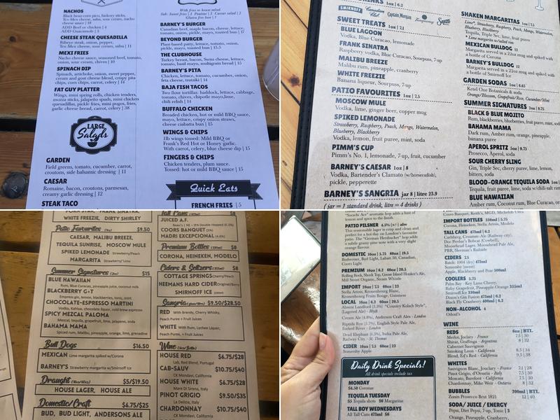 Barney's Menu