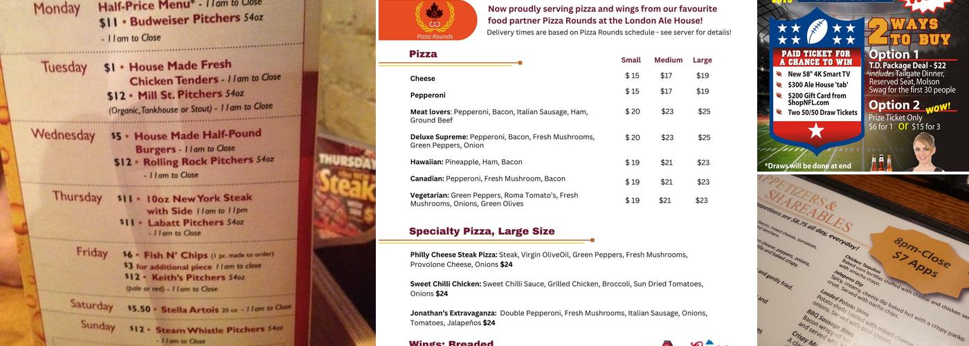 Ale House London Menu