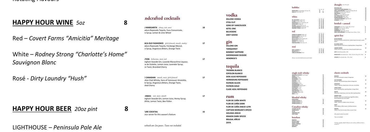 The Snug Pub Menu