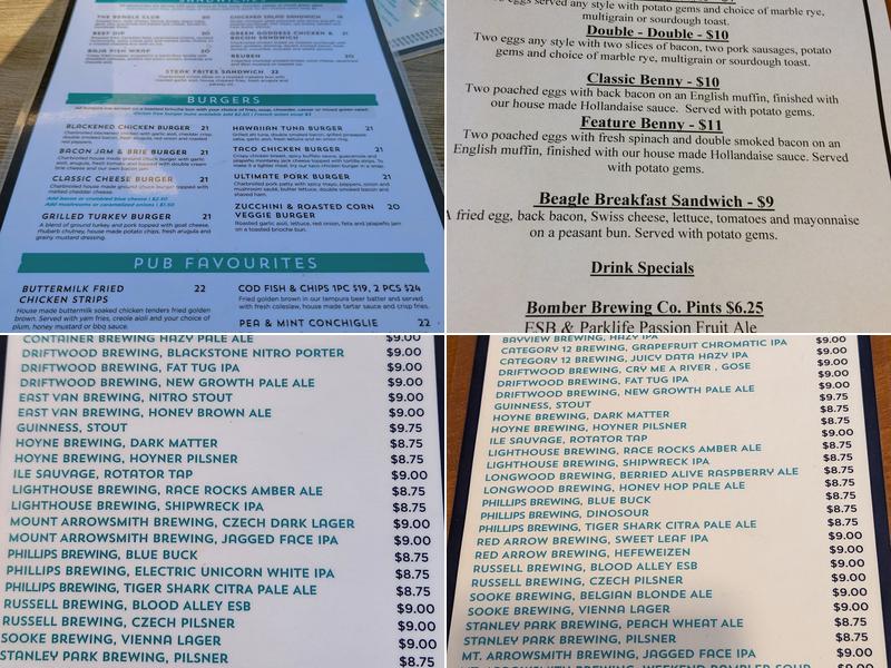 Beagle Pub Menu