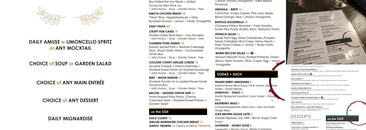 Crave Kitchen + Wine Bar Menu