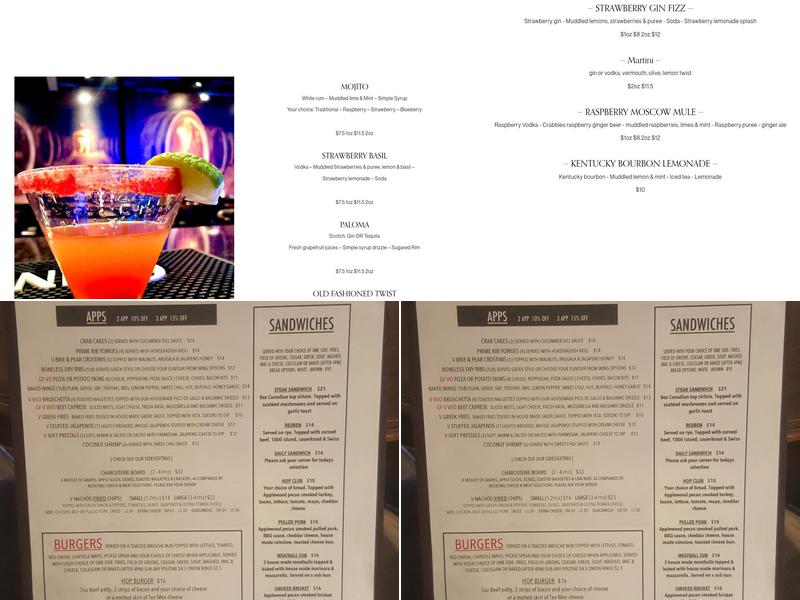 Hop & Vine Neighbourhood Pub Menu