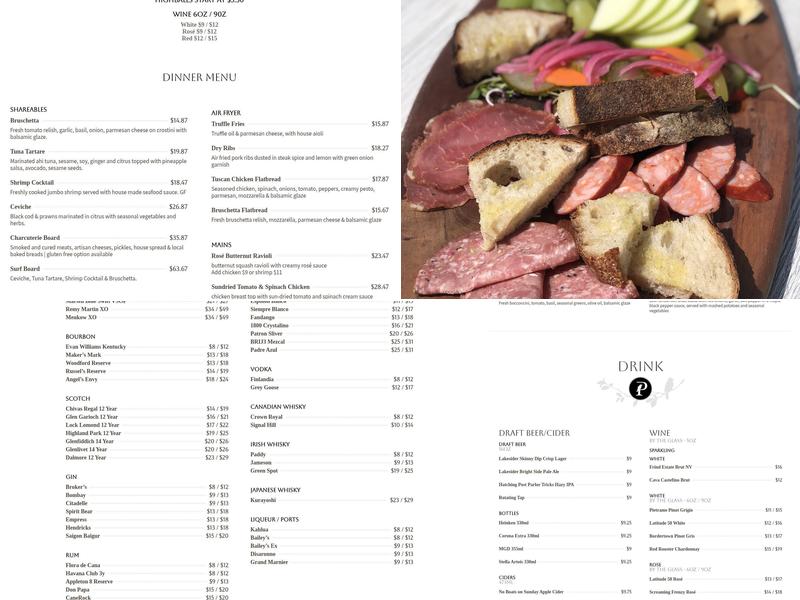 Perch Sky Lounge Menu