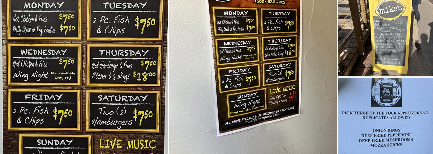 Pub Down Under Menu