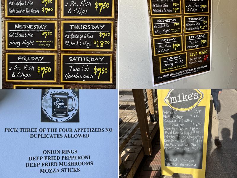 Pub Down Under Menu