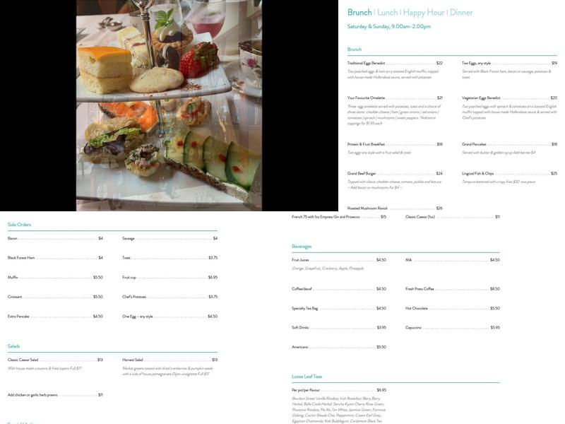 The Grand Cru Restaurant and Lounge Menu