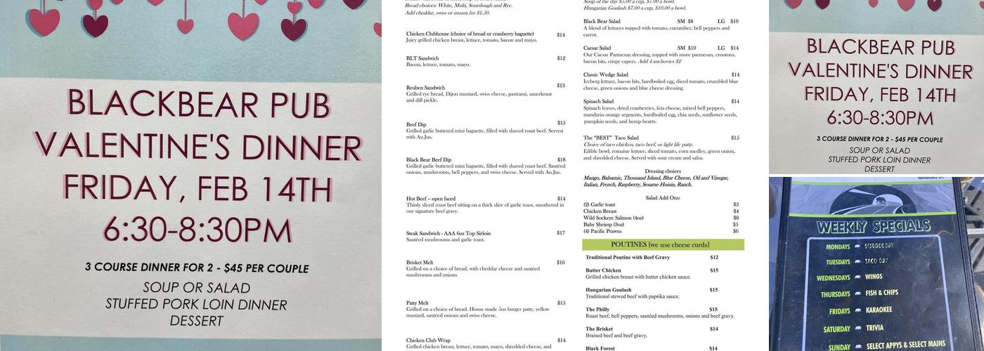 Black Bear Pub Ltd Menu