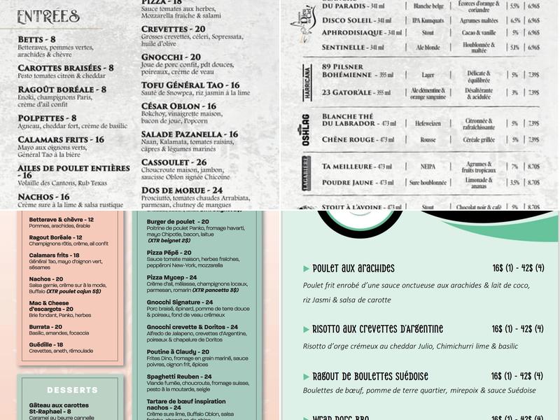 Restaurant OBLON Menu