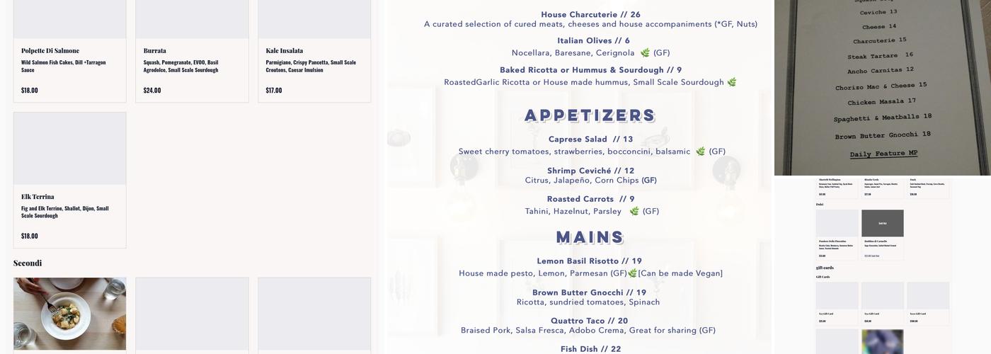 The Lark Menu