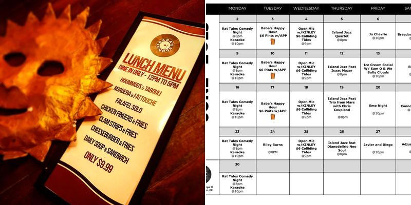 Baba's Lounge Menu
