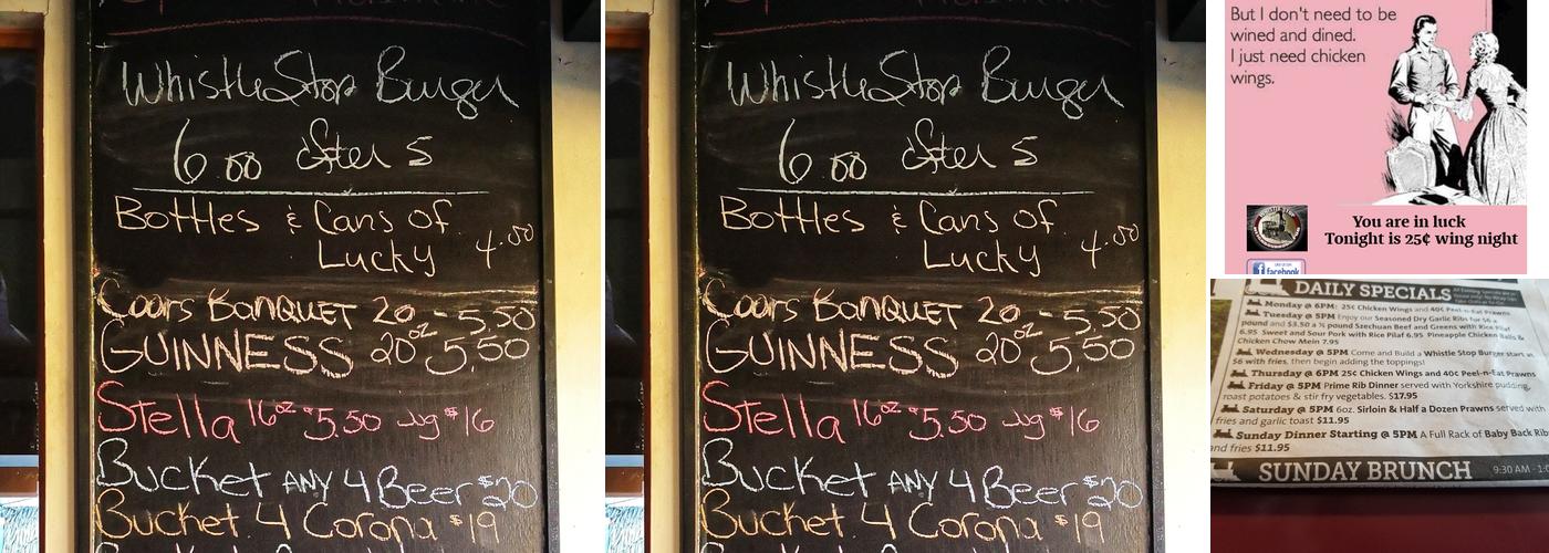 Whistle Stop Neighbourhood Pub Menu