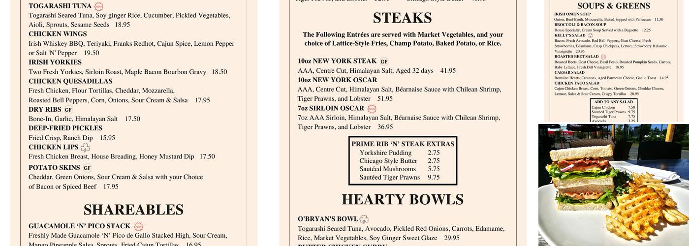 Kelly & Carlos O'Bryan's Courtenay Menu