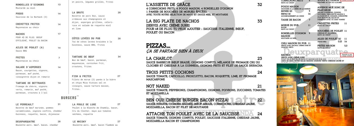 Deuxparquatre, Pub Brut Menu