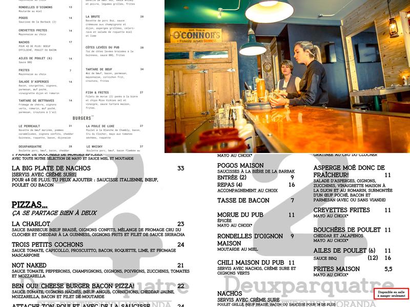 Deuxparquatre, Pub Brut Menu