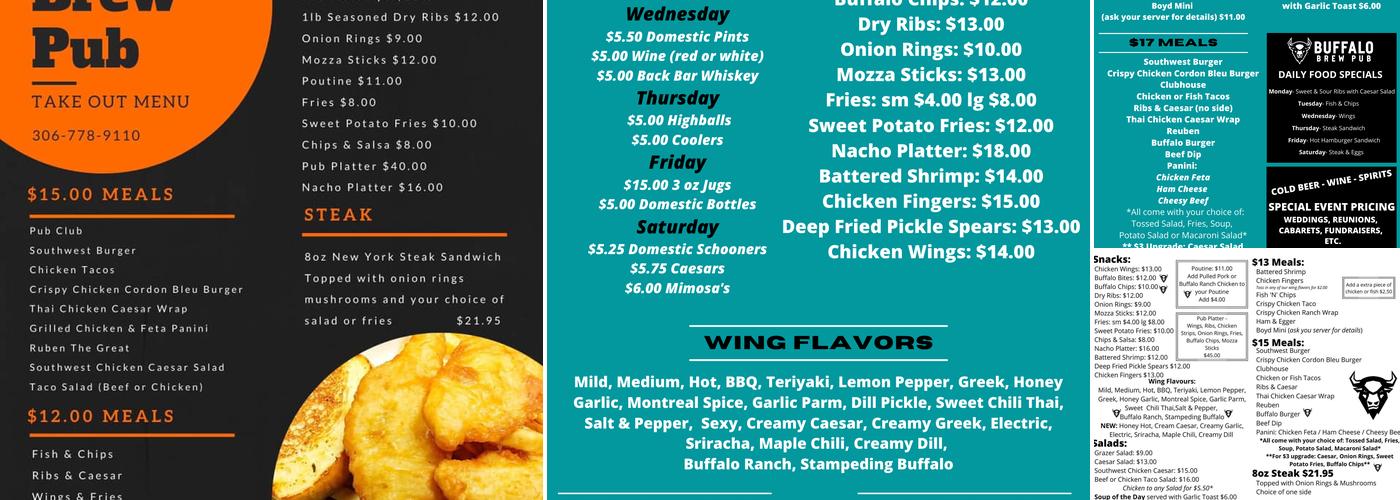 Buffalo Brew Pub Menu