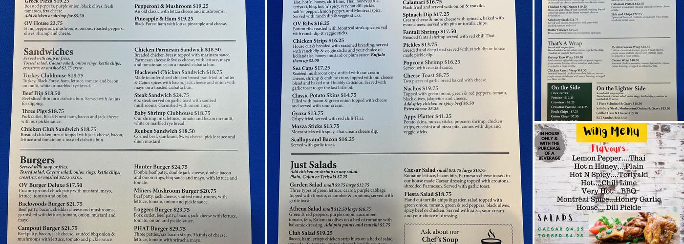 Overlander Pub Menu