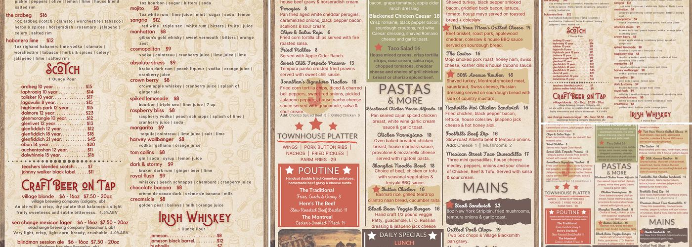 Jonathan's Lounge Menu