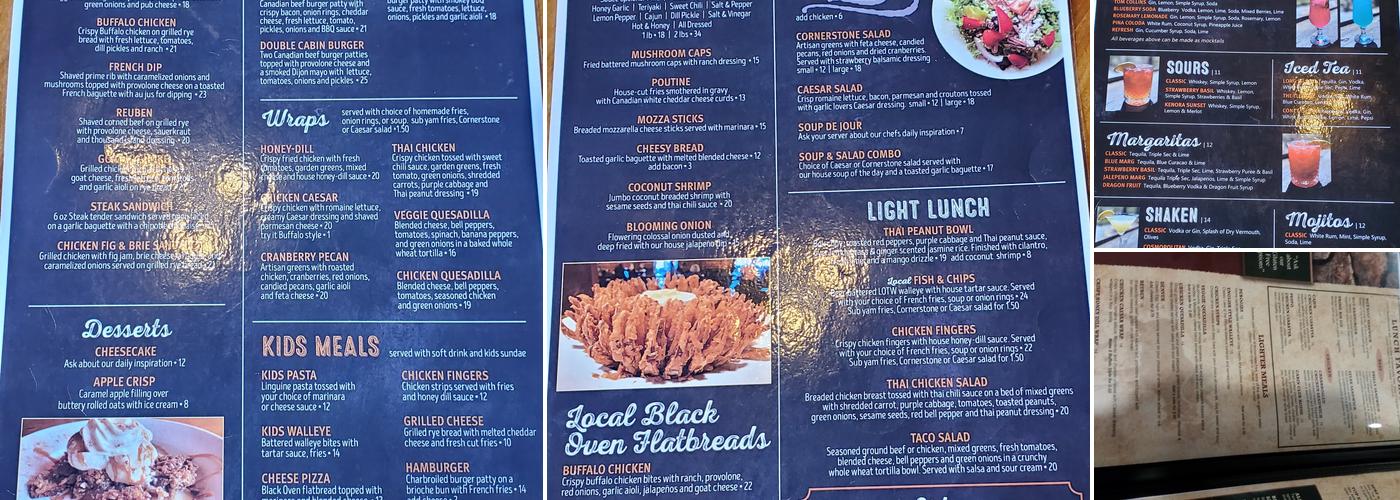 Log Cabin Tavern Menu