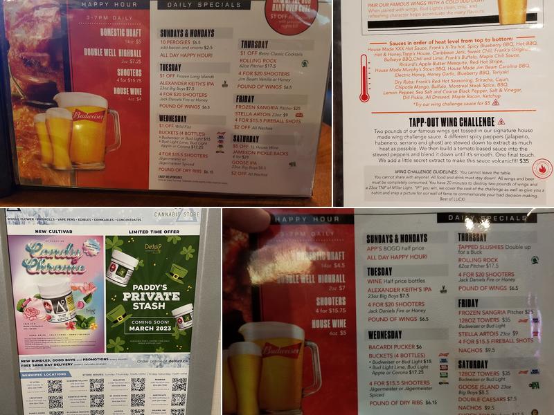 Tapp's Neighbourhood Pub Menu