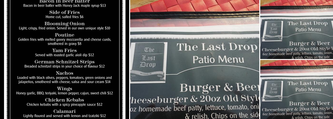 The Last Drop Pub Menu