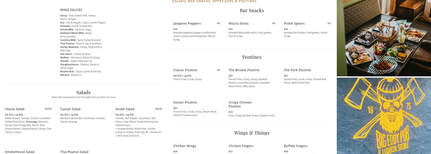Big Eddy Pub and Liquor Store Menu