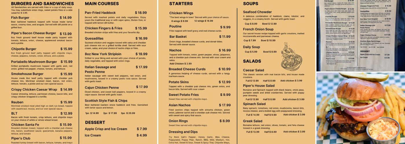 Piper's Pub Menu
