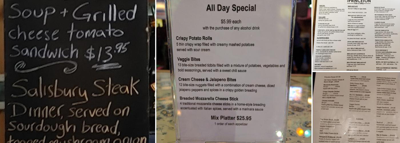 The Princeton Pub & Grill Menu