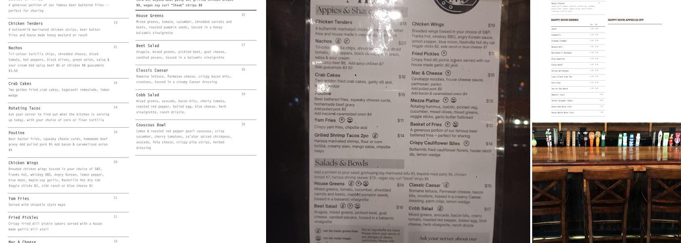 Garrick's Head Pub Menu