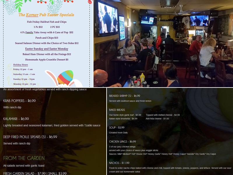 The Korner Pub & Grill Menu