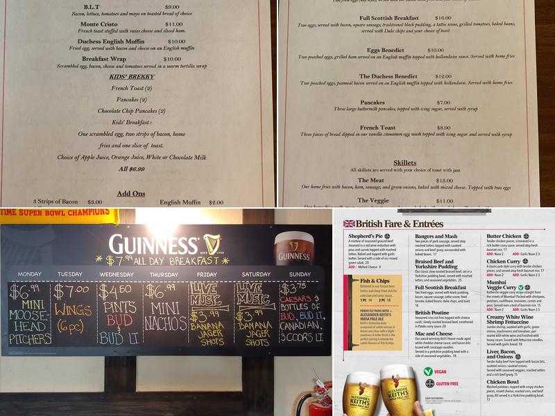 Duke & Duchess Menu