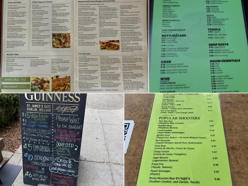 Molly Bloom's Irish Pub Menu