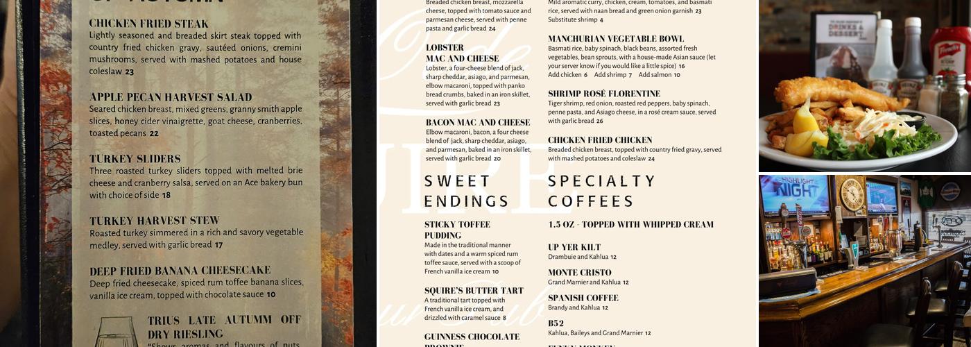 Ye Olde Squire Welland Menu