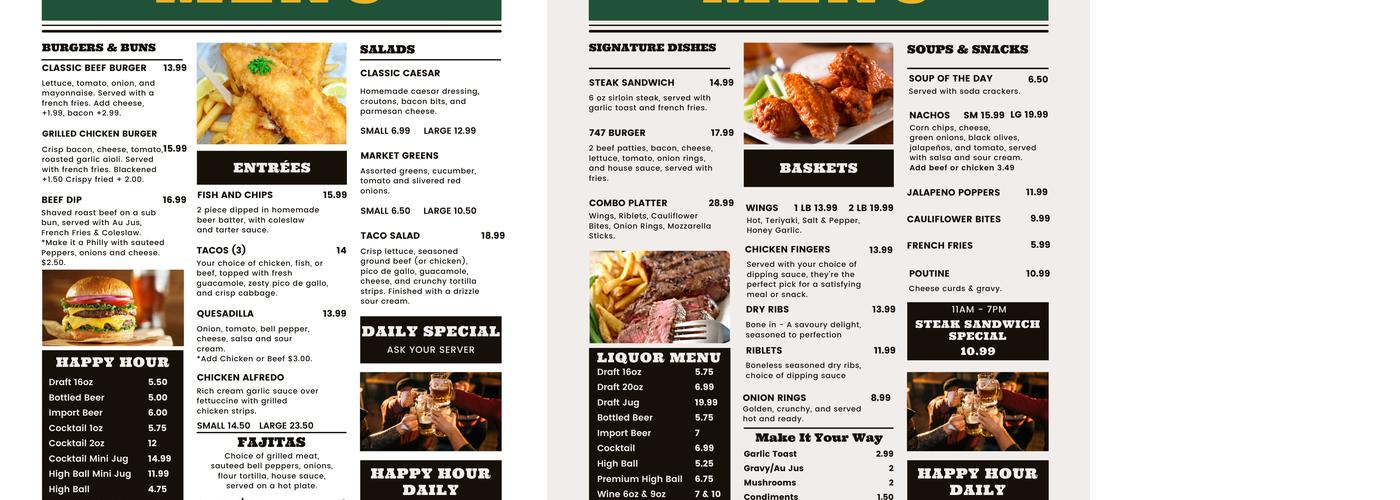 Glenn's Job Site #1 Sports Bar Menu