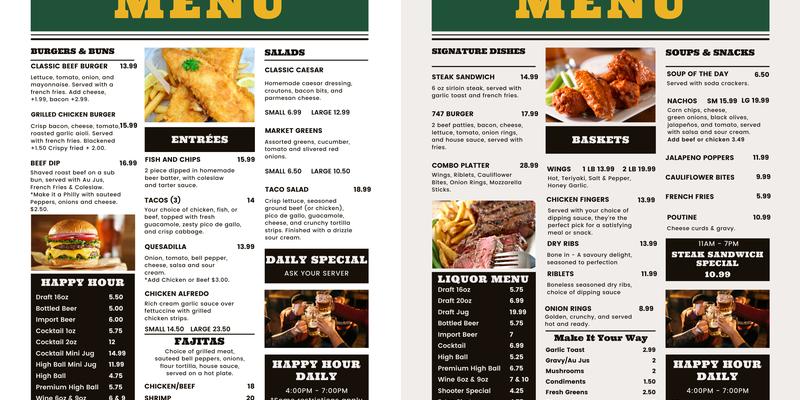 Glenn's Job Site #1 Sports Bar Menu