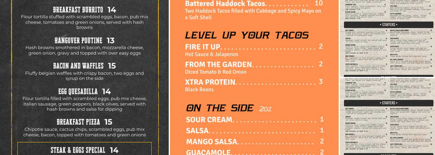 Shenanigans Pub & Grill Menu