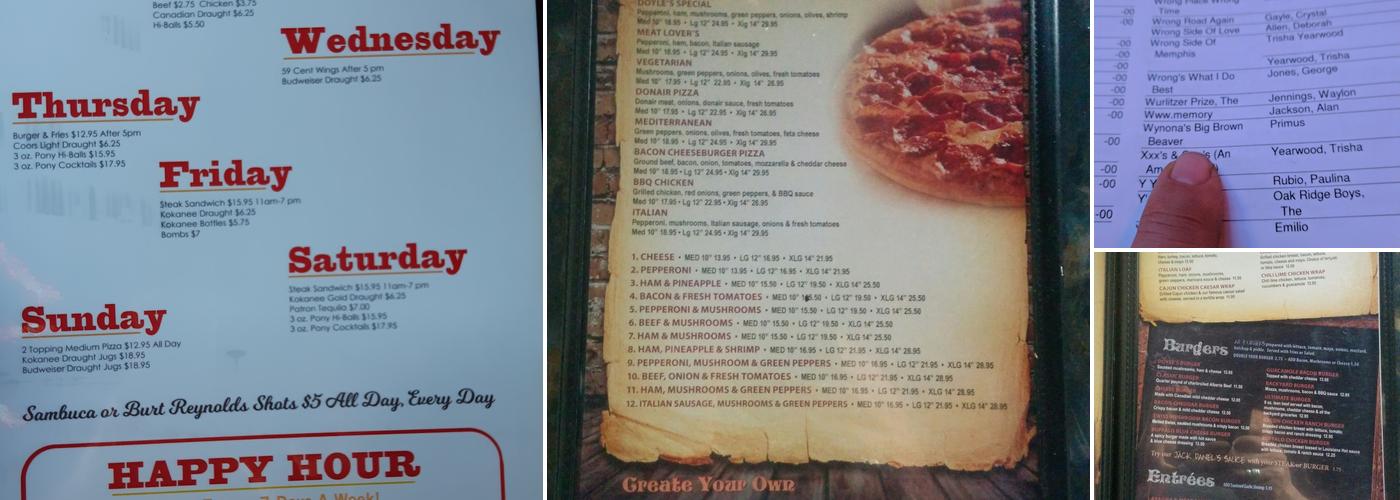 Doyle's Pub Menu