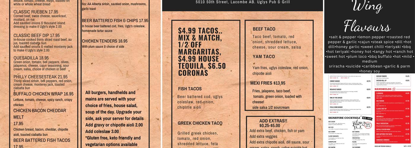 Ugly's Pub & Grill Menu