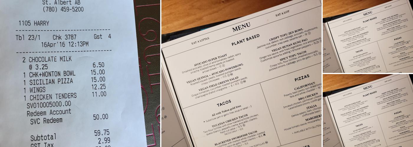 Earls Kitchen + Bar Menu
