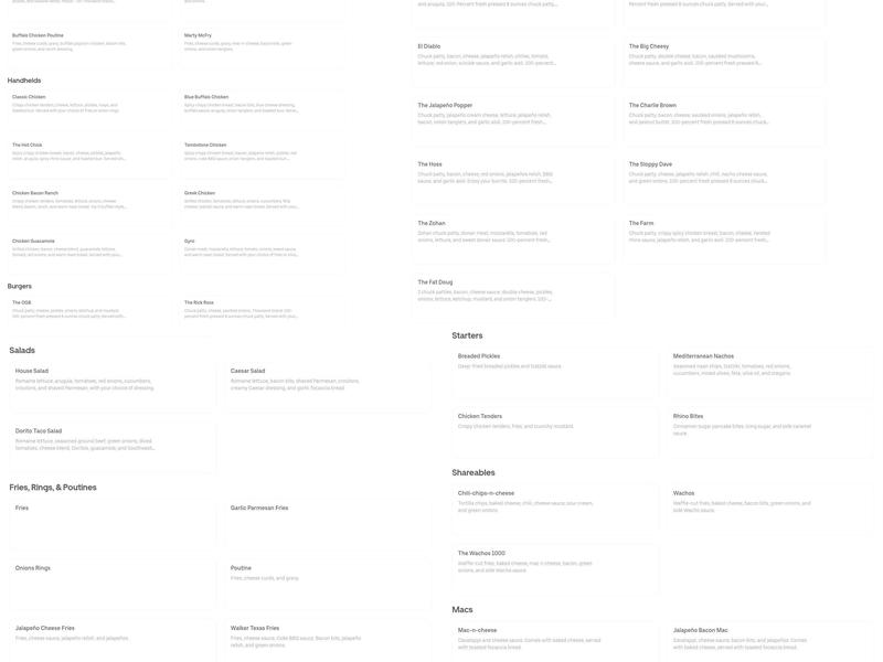 The Thirsty Rhino Menu