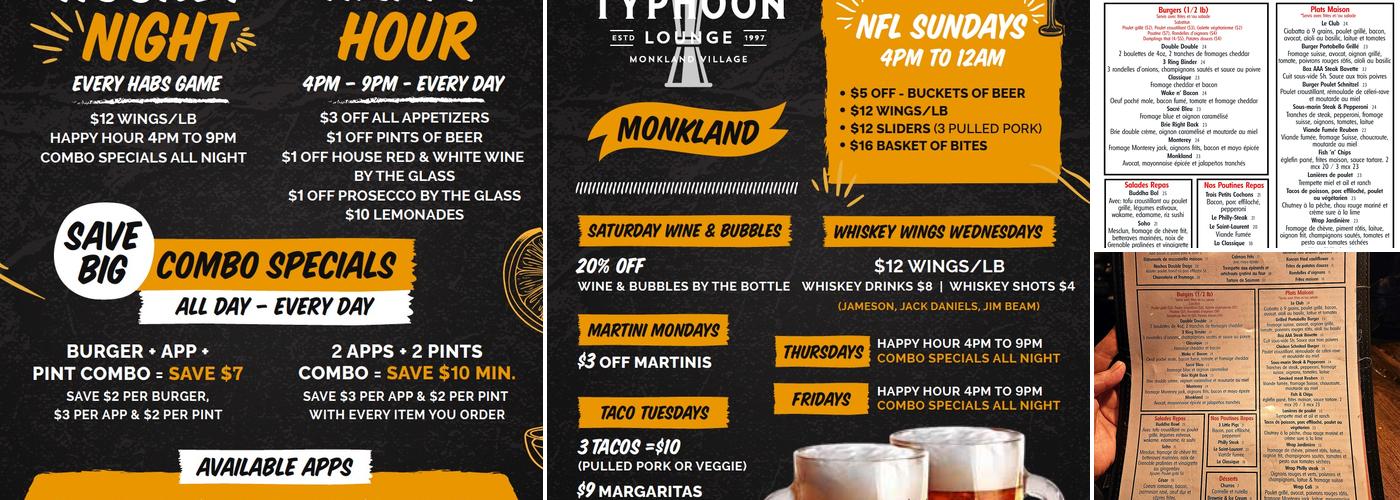 Typhoon Lounge Menu