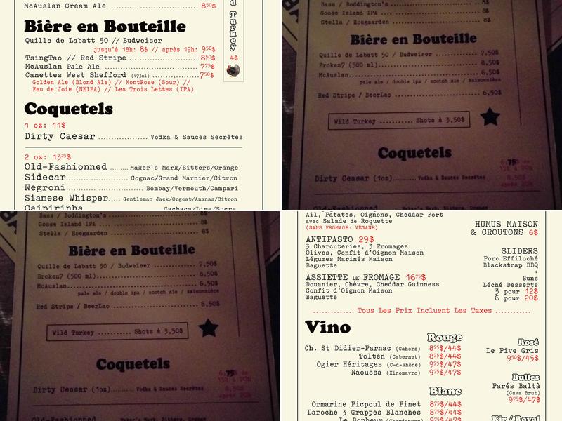 Bar Courcelle Menu