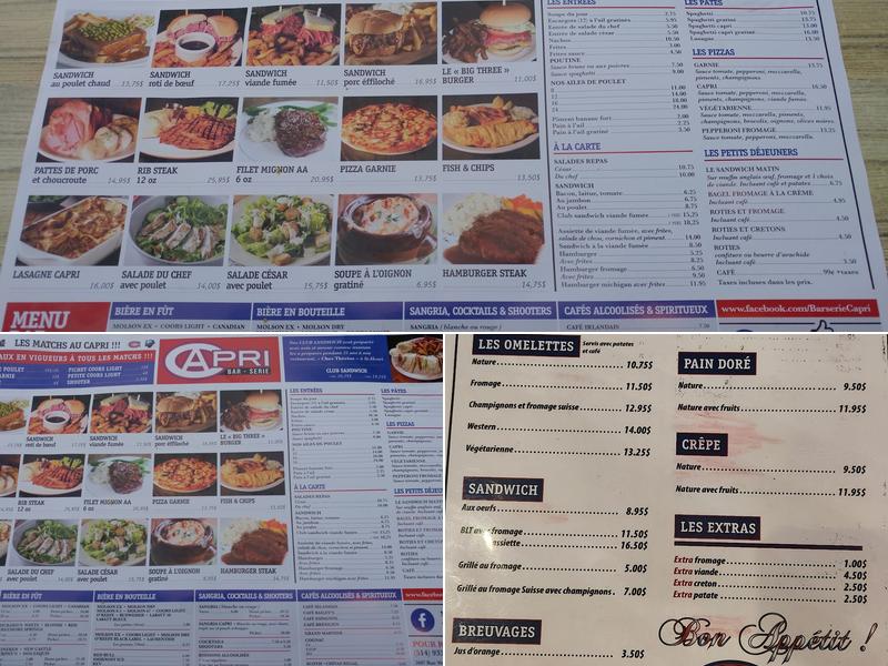 Brasserie Capri Menu