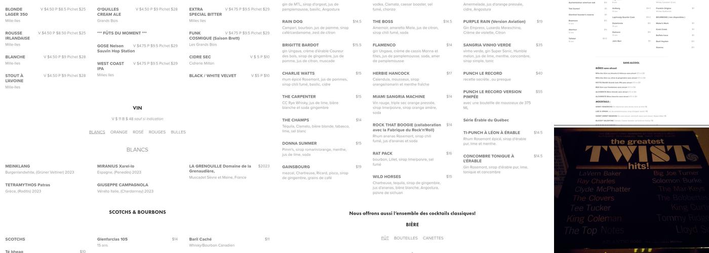 Bar Le Record Menu